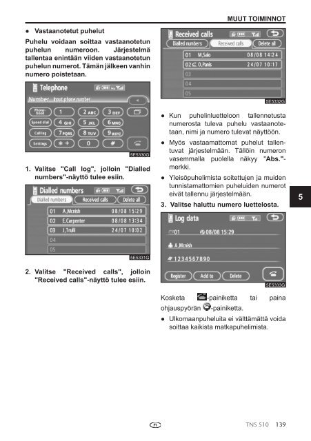 Toyota TNS510 - PZ445-00333-FI - TNS510 (Finnish) - mode d'emploi