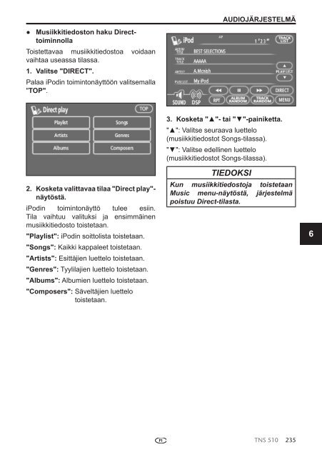 Toyota TNS510 - PZ445-00333-FI - TNS510 (Finnish) - mode d'emploi