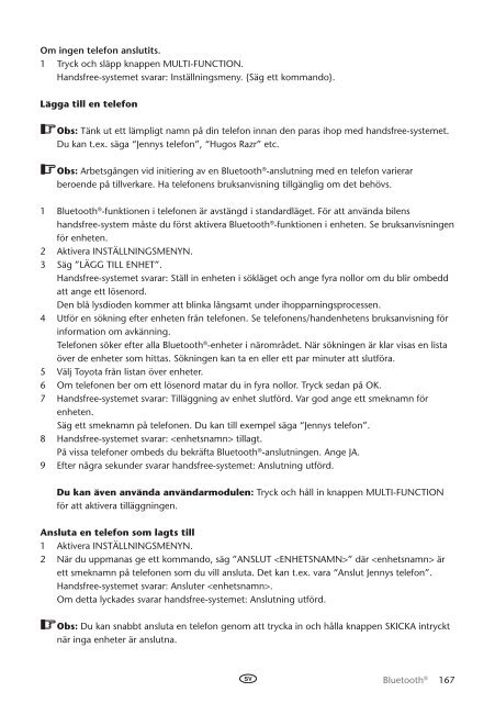 Toyota Bluetooth UIM English Danish Finnish Norwegian Swedish - PZ420-00295-NE - Bluetooth UIM English Danish Finnish Norwegian Swedish - mode d'emploi