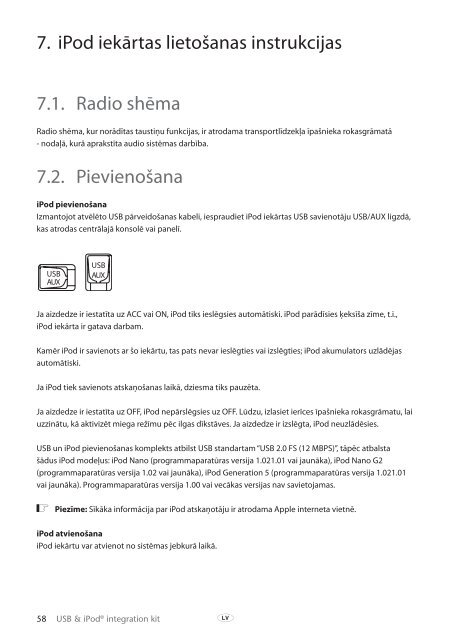 Toyota USB &amp;amp; iPod interface kit - PZ473-00266-00 - USB &amp; iPod interface kit (Russian, Latvian, Lithuanian, Estonian) - mode d'emploi