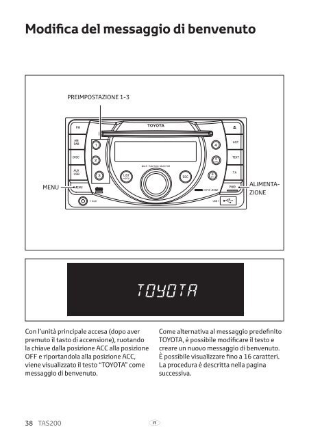 Toyota TAS200 - PZ420-00212-IT - TAS200 (Italian) - mode d'emploi