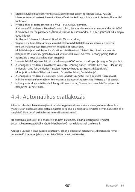 Toyota Bluetooth UIM English Czech Hungarian Polish Russian - PZ420-00292-EE - Bluetooth UIM English Czech Hungarian Polish Russian - mode d'emploi