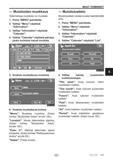 Toyota TNS510 - PZ445-00333-FI - TNS510 (Finnish) - mode d'emploi