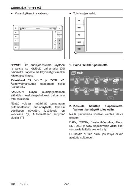 Toyota TNS510 - PZ445-00333-FI - TNS510 (Finnish) - mode d'emploi