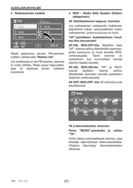 Toyota TNS510 - PZ445-00333-FI - TNS510 (Finnish) - mode d'emploi