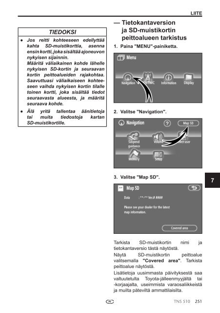 Toyota TNS510 - PZ445-00333-FI - TNS510 (Finnish) - mode d'emploi