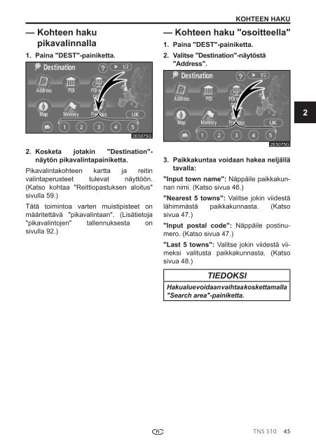 Toyota TNS510 - PZ445-00333-FI - TNS510 (Finnish) - mode d'emploi