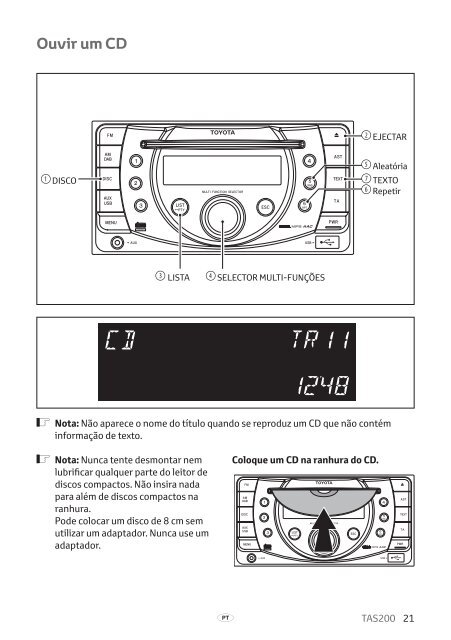 Toyota TAS200 - PZ420-00212-PT - TAS200 (Portuguese) - mode d'emploi