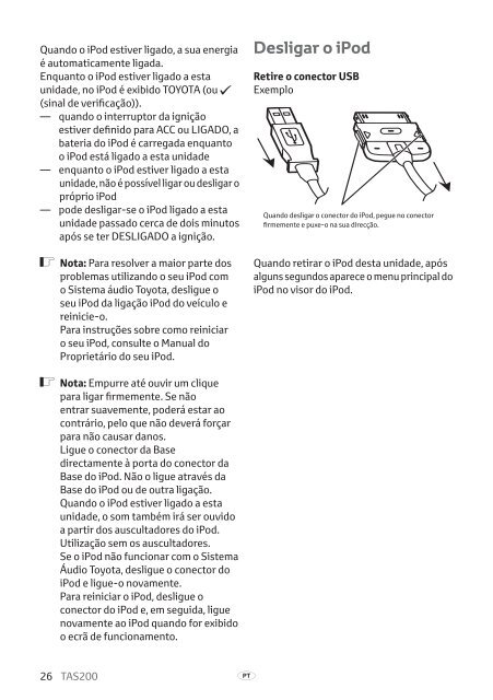 Toyota TAS200 - PZ420-00212-PT - TAS200 (Portuguese) - mode d'emploi