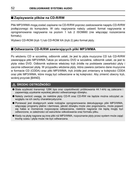 Toyota TNS410 - PZ420-E0333-PL - TNS410 - mode d'emploi