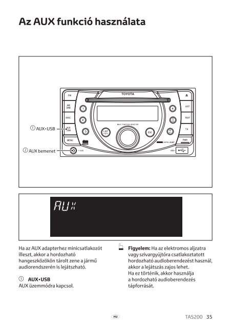 Toyota TAS200 - PZ420-00212-HU - TAS200 (Hungarian) - mode d'emploi