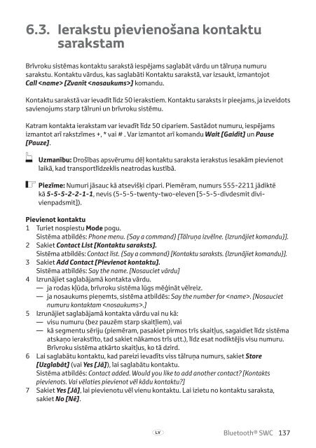 Toyota Bluetooth SWC - PZ420-T0290-BE - Bluetooth SWC (English Russian Lithuanian Latvian Estonian) - mode d'emploi