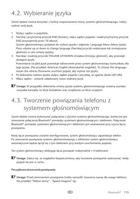 Toyota Bluetooth UIM English Czech Hungarian Polish Russian - PZ420-00292-EE - Bluetooth UIM English Czech Hungarian Polish Russian - mode d'emploi