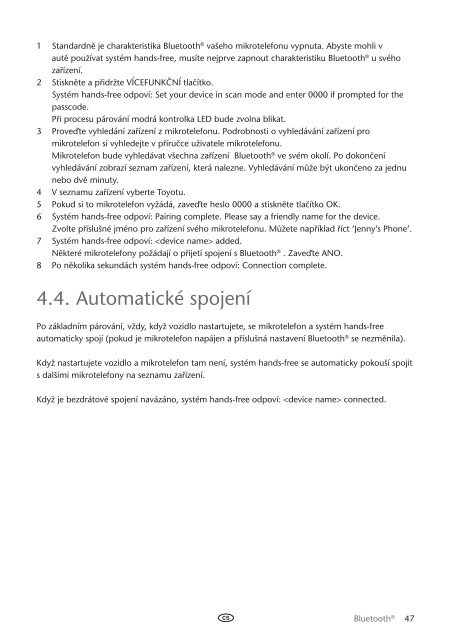 Toyota Bluetooth UIM English Czech Hungarian Polish Russian - PZ420-00292-EE - Bluetooth UIM English Czech Hungarian Polish Russian - mode d'emploi