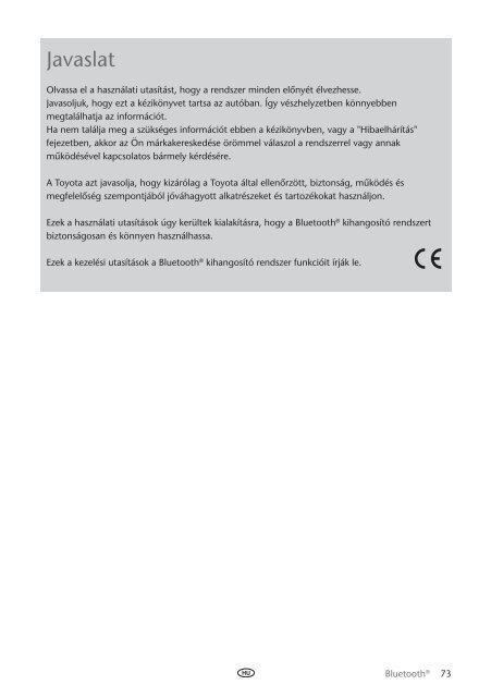 Toyota Bluetooth UIM English Czech Hungarian Polish Russian - PZ420-00292-EE - Bluetooth UIM English Czech Hungarian Polish Russian - mode d'emploi