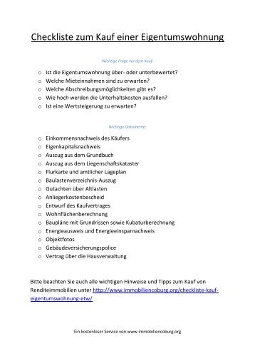 Checkliste Für Den Kauf Einer Eigentumswohnung In Österreich Checkliste Zum Kauf Einer Eigentumswohnung