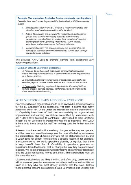 JOINT ANALYSIS LESSONS LEARNED CENTRE NATO'S LEAD AGENT JOINT ANALYSIS