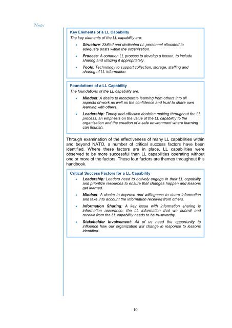 JOINT ANALYSIS LESSONS LEARNED CENTRE NATO'S LEAD AGENT JOINT ANALYSIS