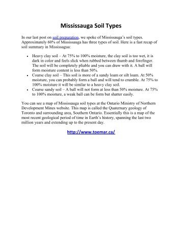 Mississauga Soil Types