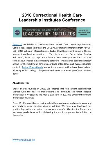 2016 Correctional Health Care Leadership Institutes Conference