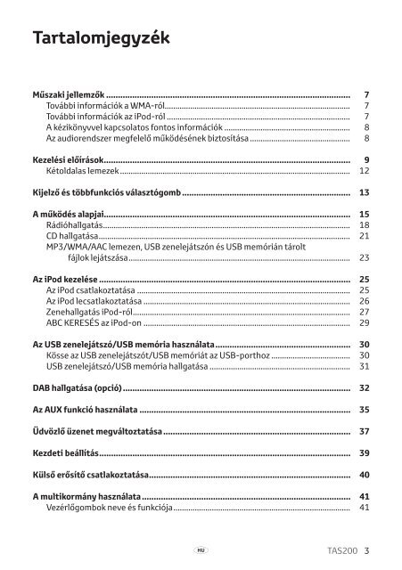 Toyota TAS200 - PZ420-00212-HU - TAS200 (Hungarian) - mode d'emploi