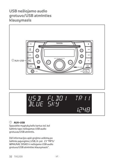 Toyota TAS200 - PZ420-00212-LT - TAS200 (Lithuanian) - mode d'emploi