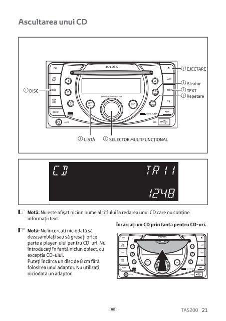 Toyota TAS200 - PZ420-00212-RO - TAS200 (Romanian) - mode d'emploi