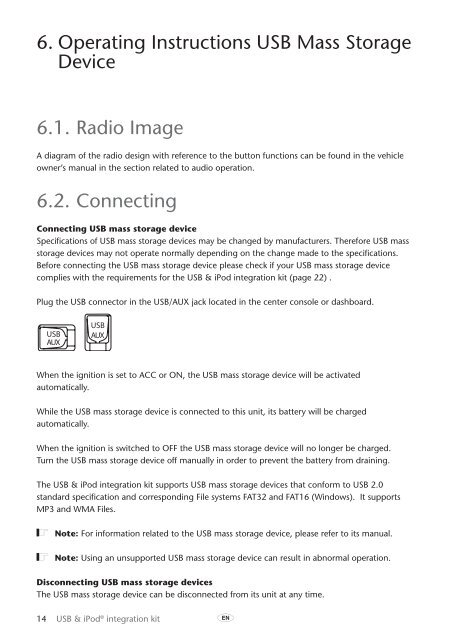 Toyota USB &amp;amp; iPod interface kit - PZ473-00266-00 - USB &amp; iPod interface kit (English, French, German, Dutch, Italian) - mode d'emploi