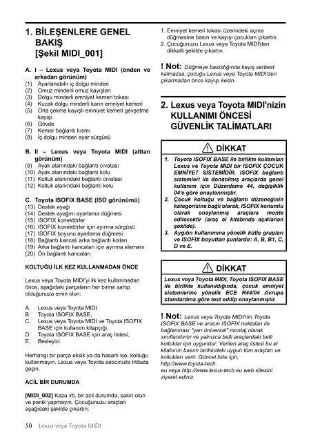 Toyota Child restraint seat - 73700-0W150 - Child restraint seat - Midi - mode d'emploi