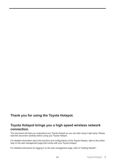 Toyota Toyota Hotspot - PZ49X-X0270-NE - Toyota Hotspot - mode d'emploi