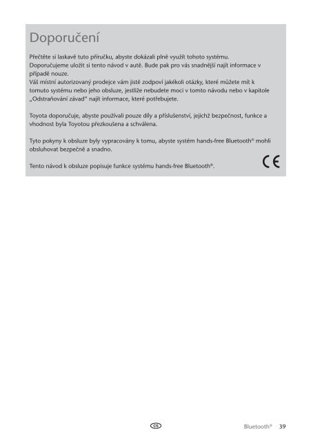 Toyota Bluetooth UIM English Czech Hungarian Polish Russian - PZ420-00295-EE - Bluetooth UIM English Czech Hungarian Polish Russian - mode d'emploi