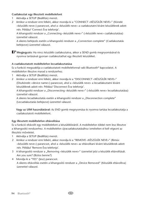 Toyota Bluetooth UIM English Czech Hungarian Polish Russian - PZ420-00295-EE - Bluetooth UIM English Czech Hungarian Polish Russian - mode d'emploi