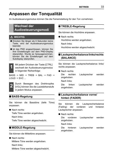 Toyota TNS410 - PZ420-E0333-DE - TNS410 - mode d'emploi