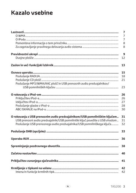 Toyota TAS200 - PZ420-00212-SL - TAS200 (Slovenian) - mode d'emploi