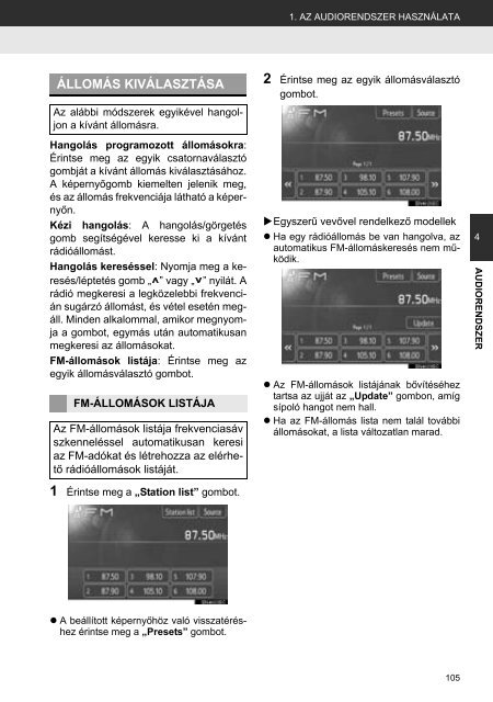 Toyota Toyota Touch &amp;amp; Go - PZ490-00331-*0 - Toyota Touch &amp; Go - Touch &amp; Go Plus - Hungarian - mode d'emploi