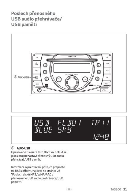 Toyota TAS200 - PZ420-00212-CS - TAS200 (Czech) - mode d'emploi