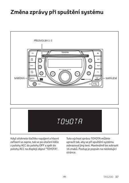 Toyota TAS200 - PZ420-00212-CS - TAS200 (Czech) - mode d'emploi