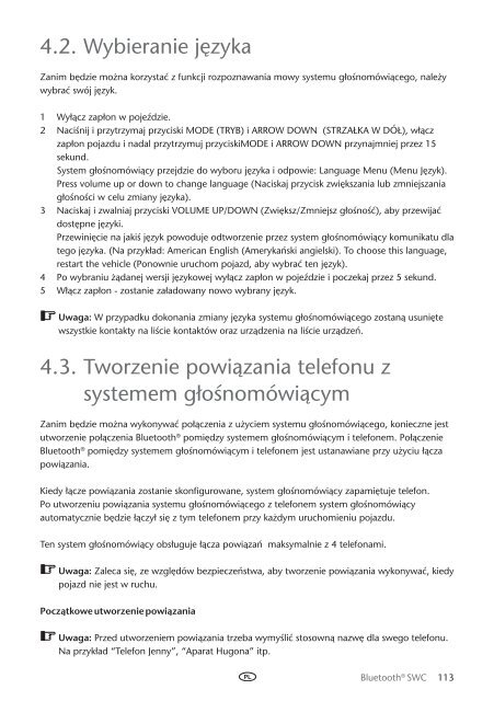 Toyota Bluetooth SWC English Czech Hungarian Polish Russian - PZ420-00293-EE - Bluetooth SWC English Czech Hungarian Polish Russian - mode d'emploi