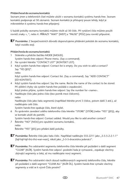 Toyota Bluetooth SWC English Czech Hungarian Polish Russian - PZ420-00293-EE - Bluetooth SWC English Czech Hungarian Polish Russian - mode d'emploi