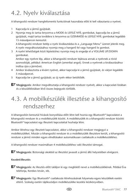 Toyota Bluetooth SWC English Czech Hungarian Polish Russian - PZ420-00293-EE - Bluetooth SWC English Czech Hungarian Polish Russian - mode d'emploi