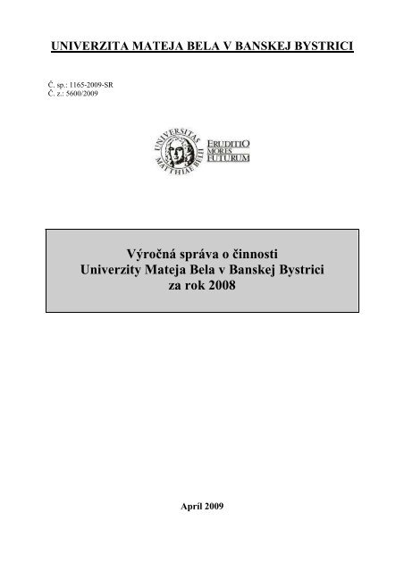 Výročná správa o činnosti UMB za rok 2008 - Univerzita Mateja Bela