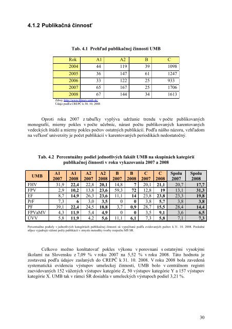 Výročná správa o činnosti UMB za rok 2008 - Univerzita Mateja Bela