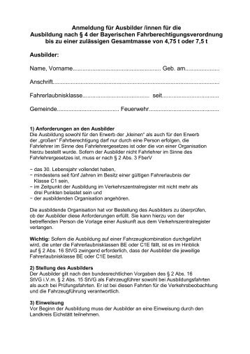 Anmeldung für Ausbilder /innen für die Ausbildung nach § 4 der ...