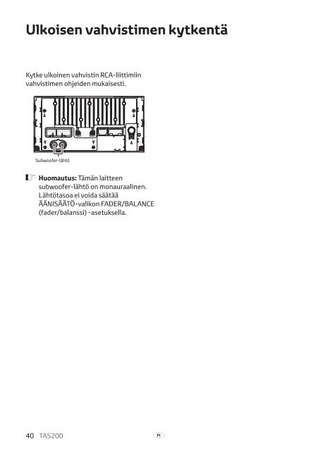 Toyota TAS200 - PZ420-00212-FI - TAS200 (Finnish) - mode d'emploi