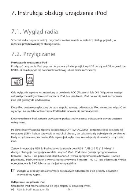 Toyota USB &amp;amp; iPod interface kit - PZ473-00266-00 - USB &amp; iPod interface kit (Czech, Hungarian, Polish, Russian, Slovak, Ukrainian) - mode d'emploi