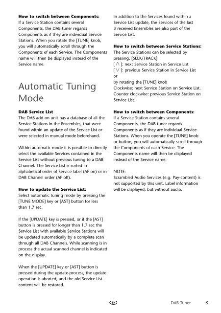 Toyota DAB Tuner - PZ473-J0210-00 - DAB Tuner - mode d'emploi