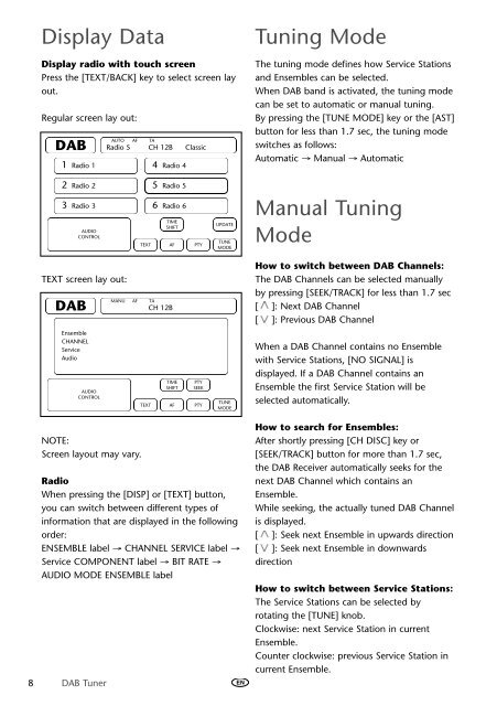 Toyota DAB Tuner - PZ473-J0210-00 - DAB Tuner - mode d'emploi