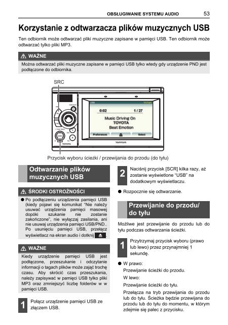 Toyota TNS410 - PZ420-E0333-PL - TNS410 - mode d'emploi