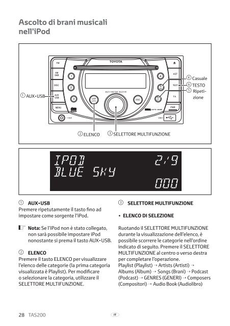 Toyota TAS200 - PZ420-00212-IT - TAS200 (Italian) - mode d'emploi