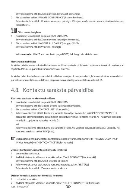 Toyota Bluetooth UIM English Russian Lithuanian Latvian Estonian - PZ420-00292-BE - Bluetooth UIM English Russian Lithuanian Latvian Estonian - mode d'emploi